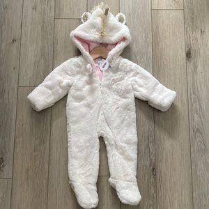 NWT Mud Pie Unicorn Bunting Snowsuit 6-9 Month Baby Girl
